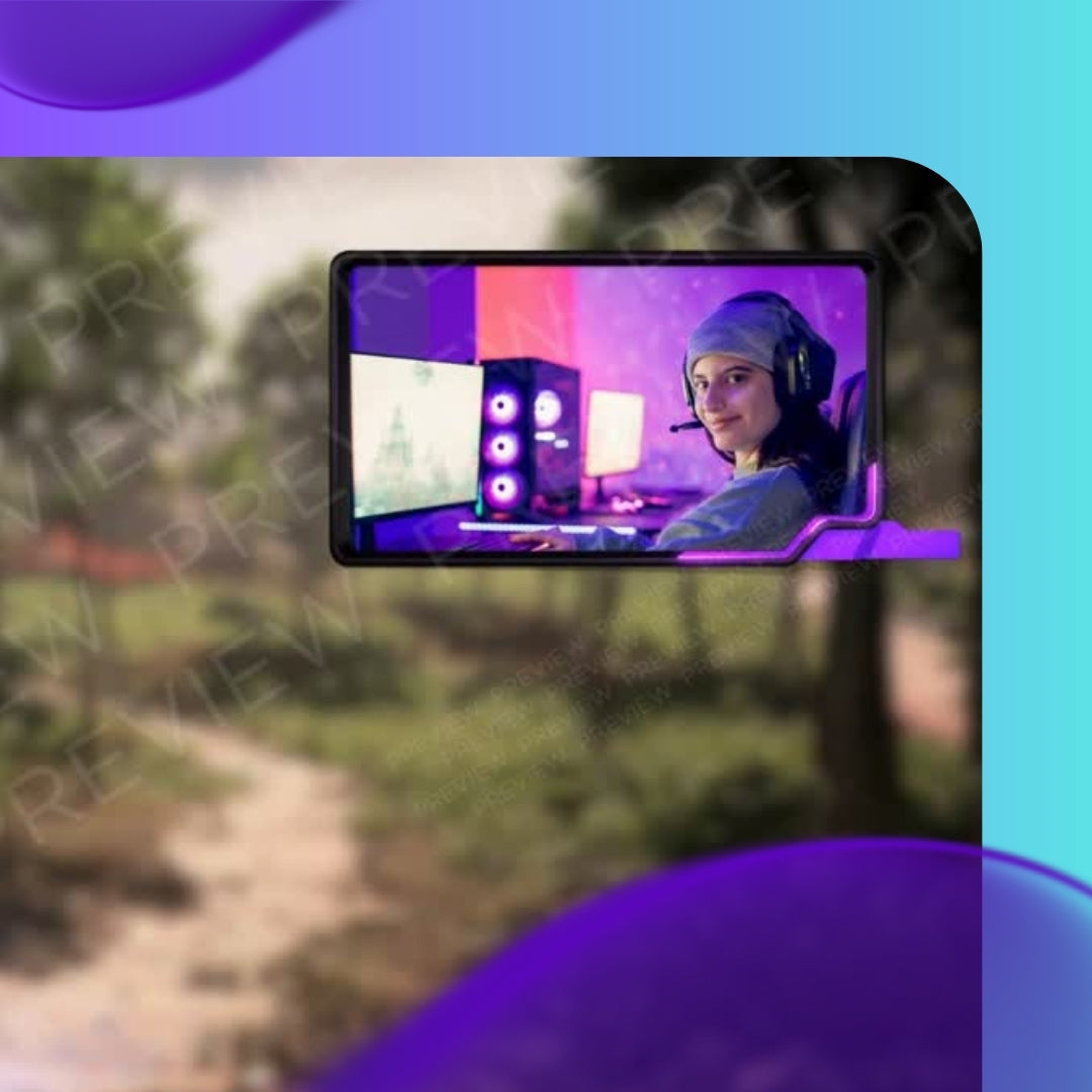 Moldura Animada com Efeito Neon para Webcam (Dark com Roxo)