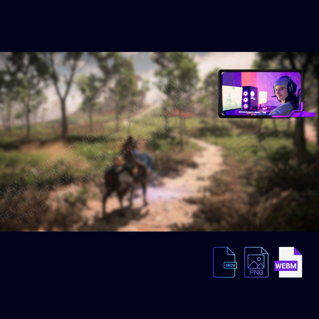 Moldura Animada com Efeito Neon para Webcam (Dark com Roxo)