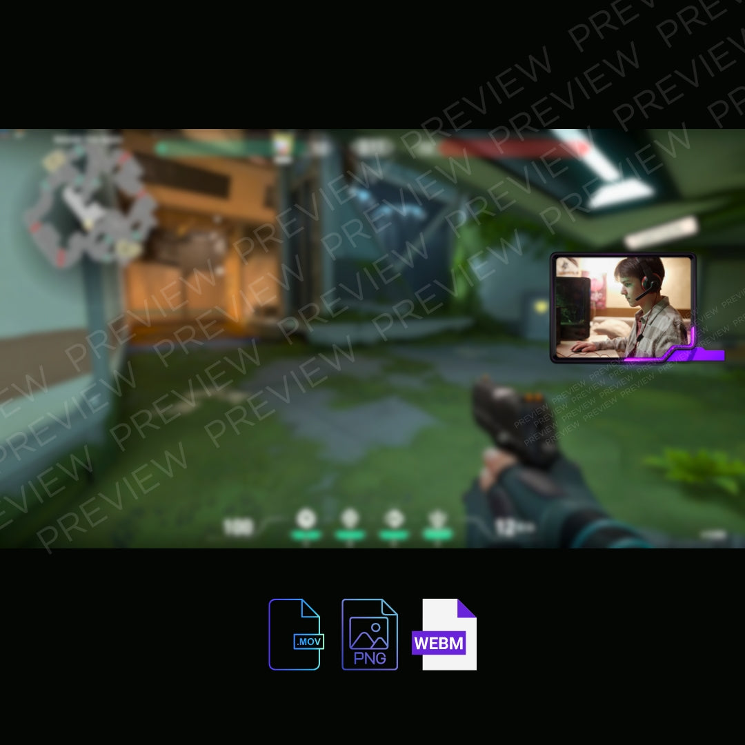 Moldura Animada com Efeito Neon para Webcam (Dark com Roxo)