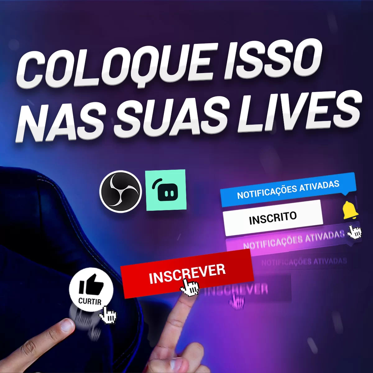 Animação Chroma Key com botões Curtir, Inscrever e Notificações