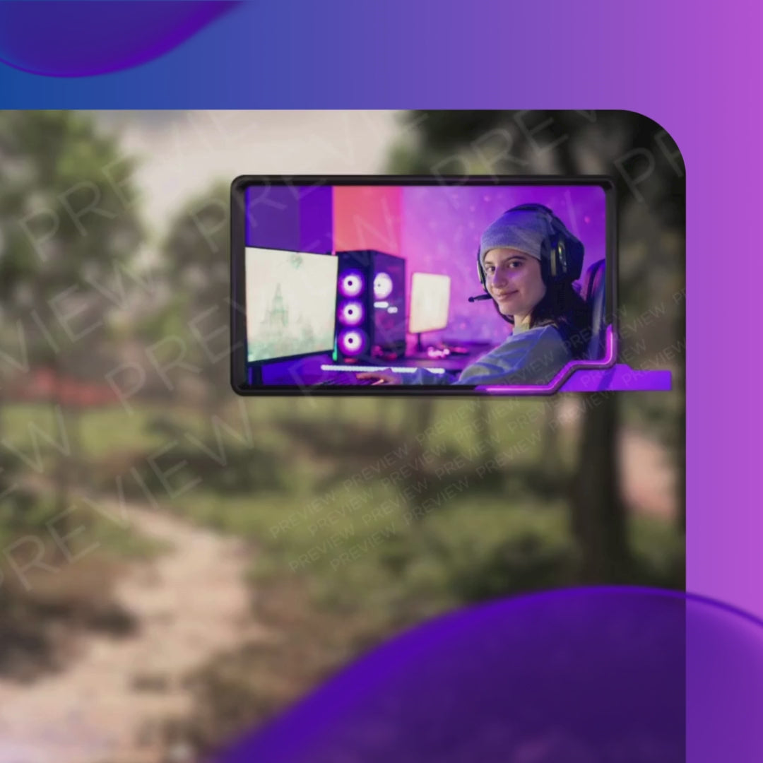 Moldura Animada com Efeito Neon para Webcam (Dark com Roxo)